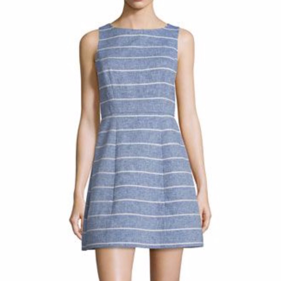 alice and olivia blue and white striped dress Alice + Olivia Blue White Striped Button Down Dress 4 Excellent